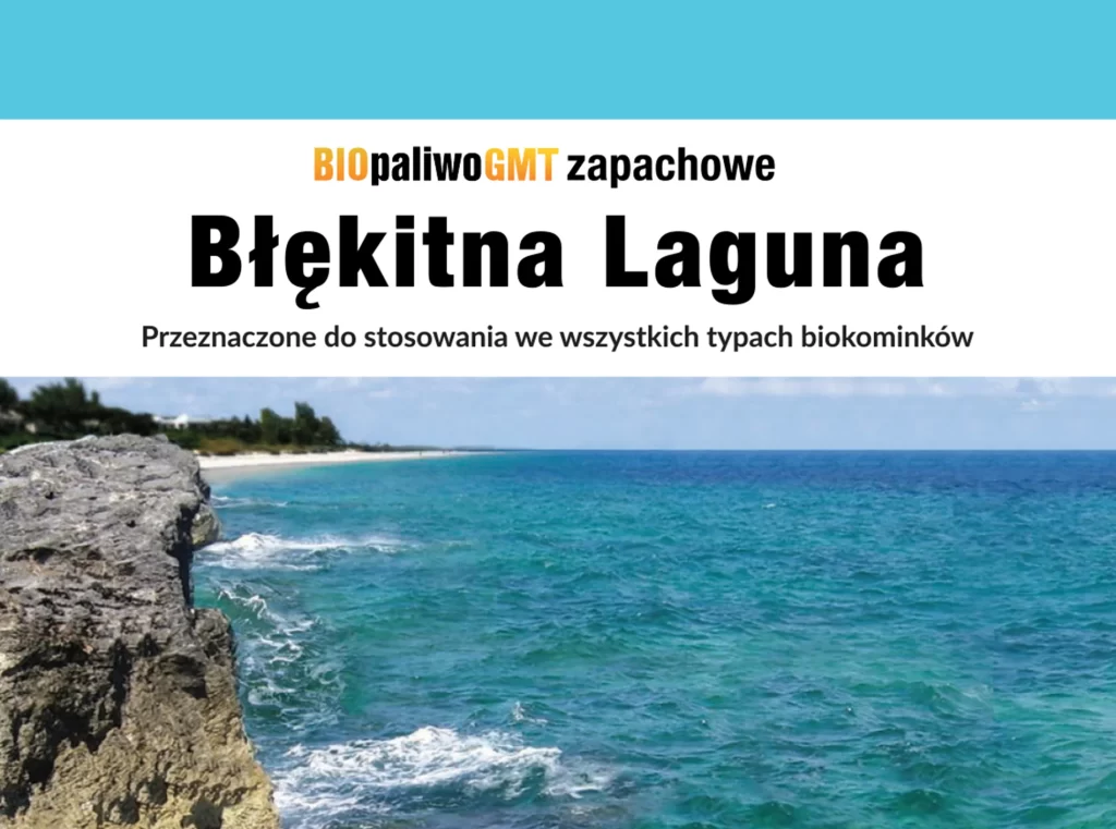 Kvapusis biokuras 1L Mėlynoji lagūna etiketė