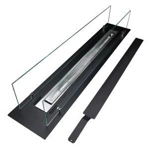 Įmontuojamas įdėklas 100 cm matinis juodas su stiklu