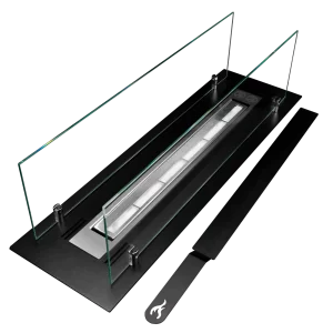 Įmontuojamas įdėklas 65 cm matinis juodas su stiklu